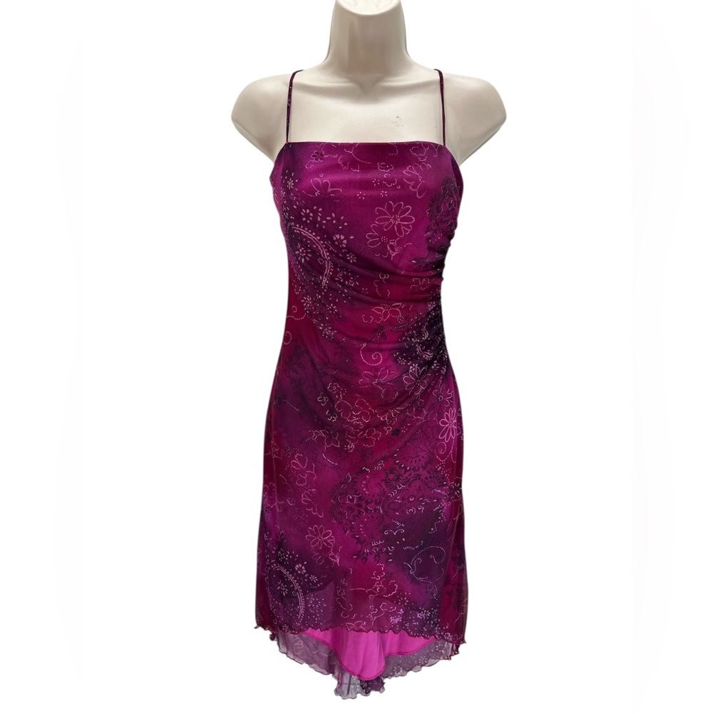 Vintage City Triangles Y2K Ruched Slip Dress Midi Fairy Romantic Whimsigoth M